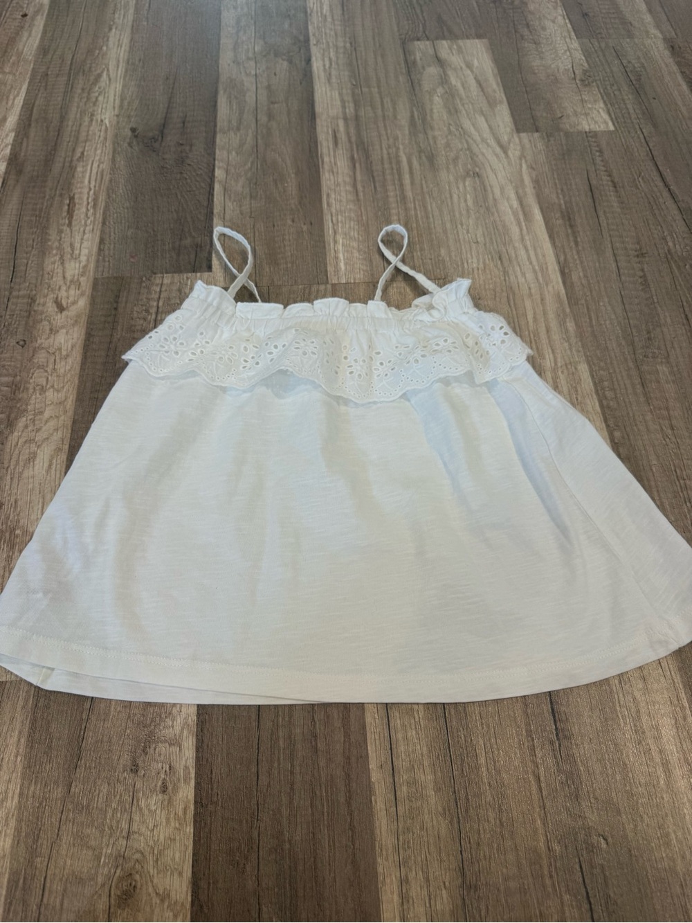 White Eyelet Ruffle Spaghetti Strap Top - Picture 3 of 3
